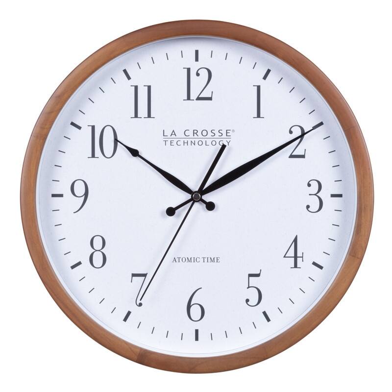 La Crosse Technology 12.8" Wood Atomic Clock in Walnut