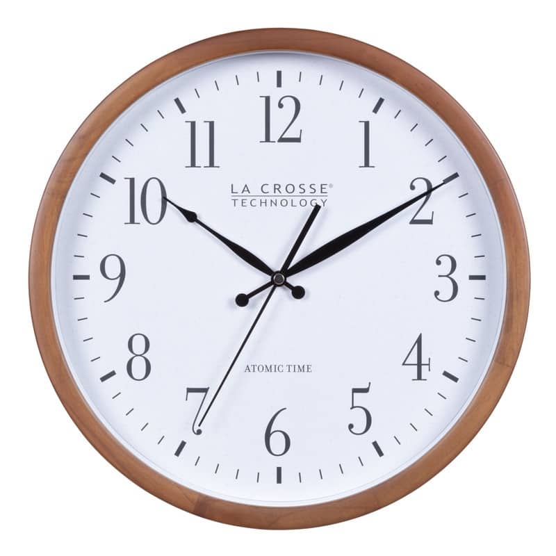 La Crosse Technology 12.8" Wood Atomic Clock in Walnut