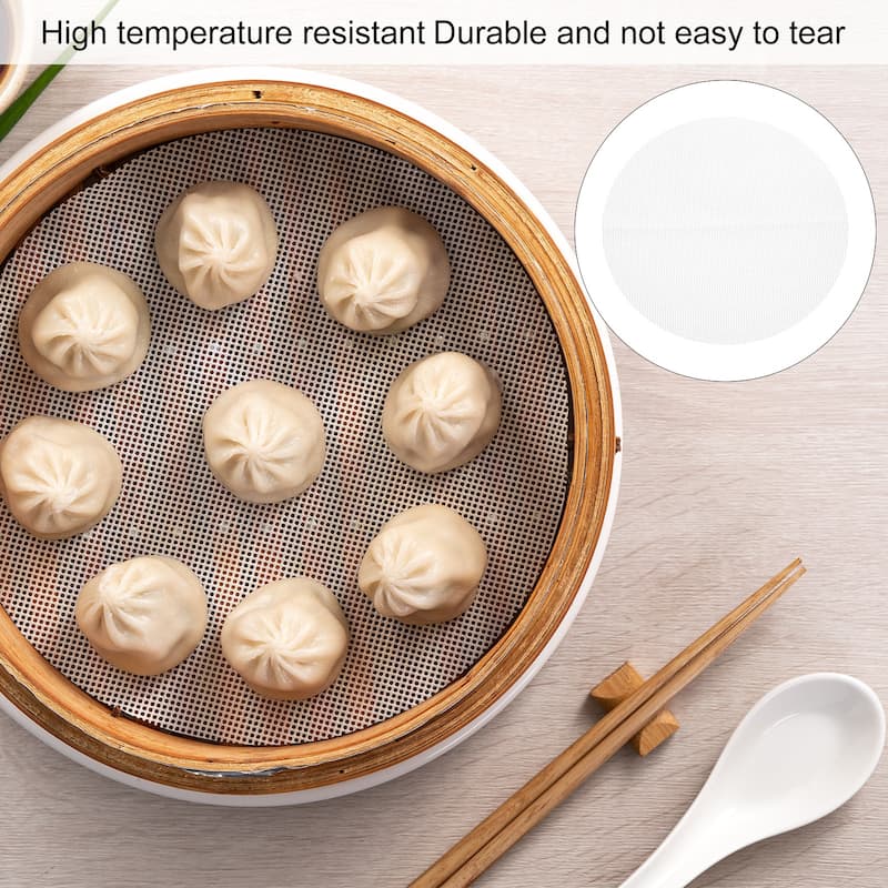 15 Pcs Reusable Round Non-Stick Steamer Liners Mesh Mat Pad, White