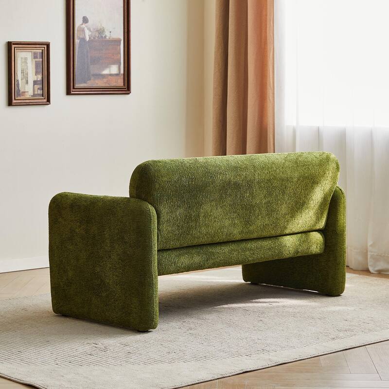 Stylish Velvet 2 Seat Sofa Accent Sofa with Lumbar Pillow, Loveseat Sofa Couch with Wood Frame for Living Room