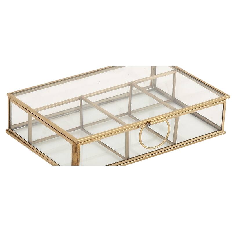 CosmoLiving by Cosmopolitan Gold Glass Decorative Jewelry Box with Clear Glass