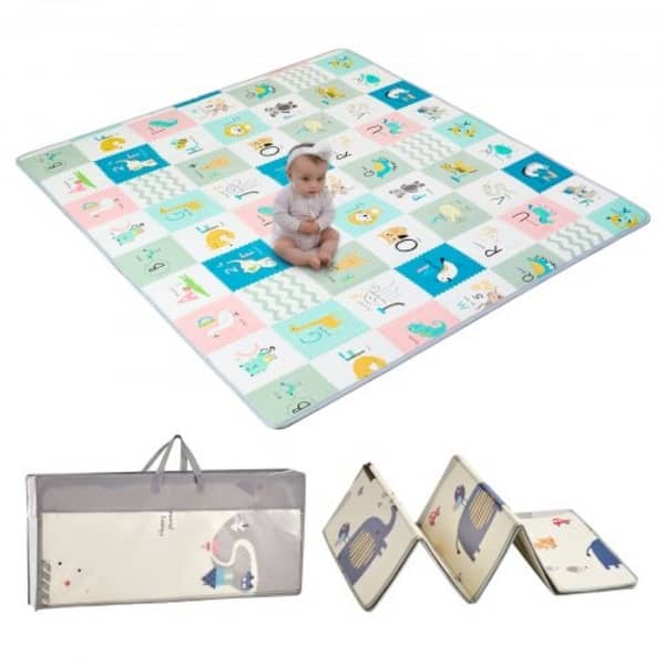 slide 2 of 10, Multi-Color XPE Baby Play Mat, Dual-Sided, Foldable and Non-Slip - Multi - 79” L x 71” W Multi