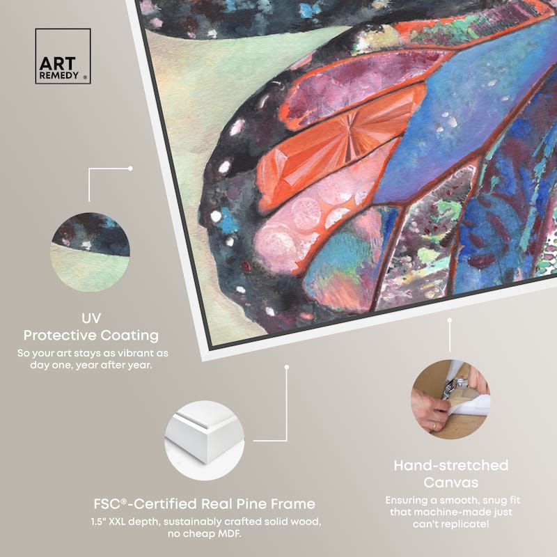 Art Remedy Butterfly Part I Framed Butterfly 1 Piece Canvas Wall Art
