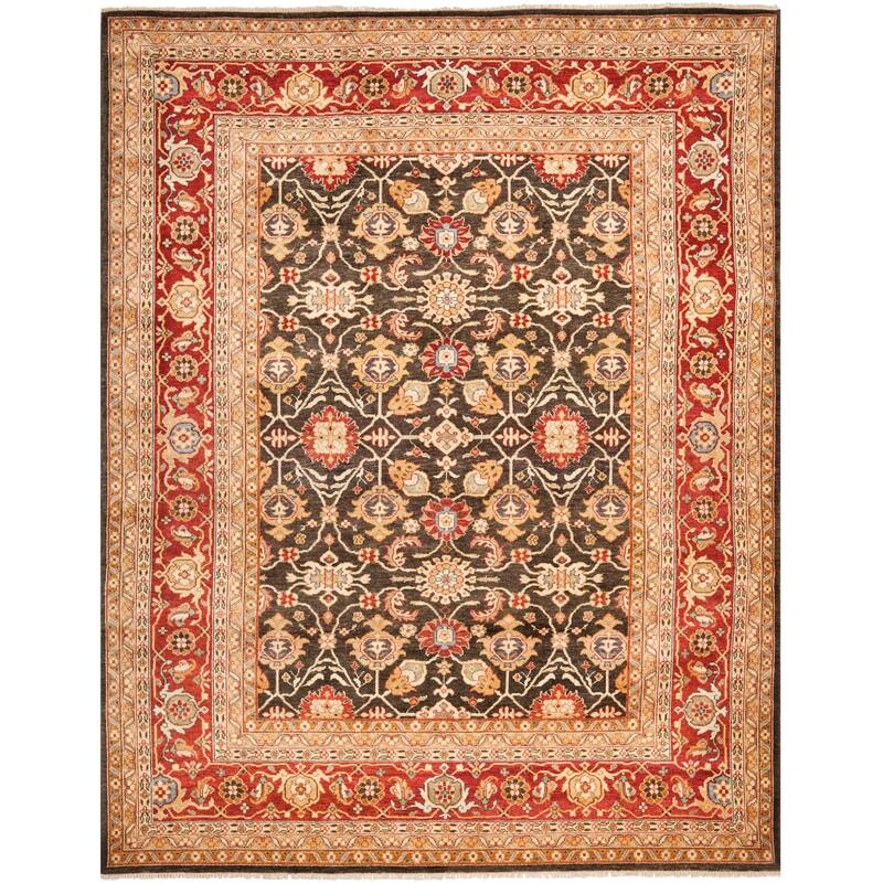 SAFAVIEH Couture Hand-knotted Samarkand Atena Traditional Oriental Wool Rug - 9' x 12' - Green/Red