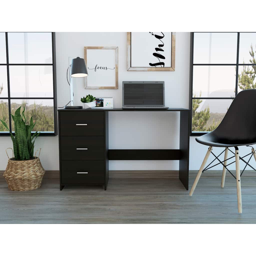 FM Furniture Berlin 3-Drawer Desk with Metal Handles