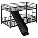 preview thumbnail 36 of 36, Unique Design Twin over Twin Size Metal Bunk Bed with Slide and Guardrails