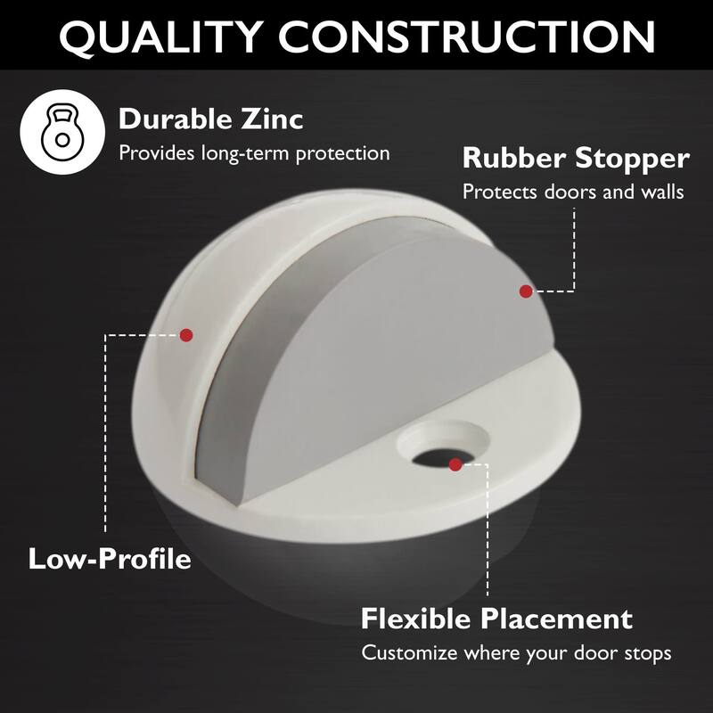 Design House 188334 1-1/4" Floor Mounted Dome Door Stop - Pack of 5