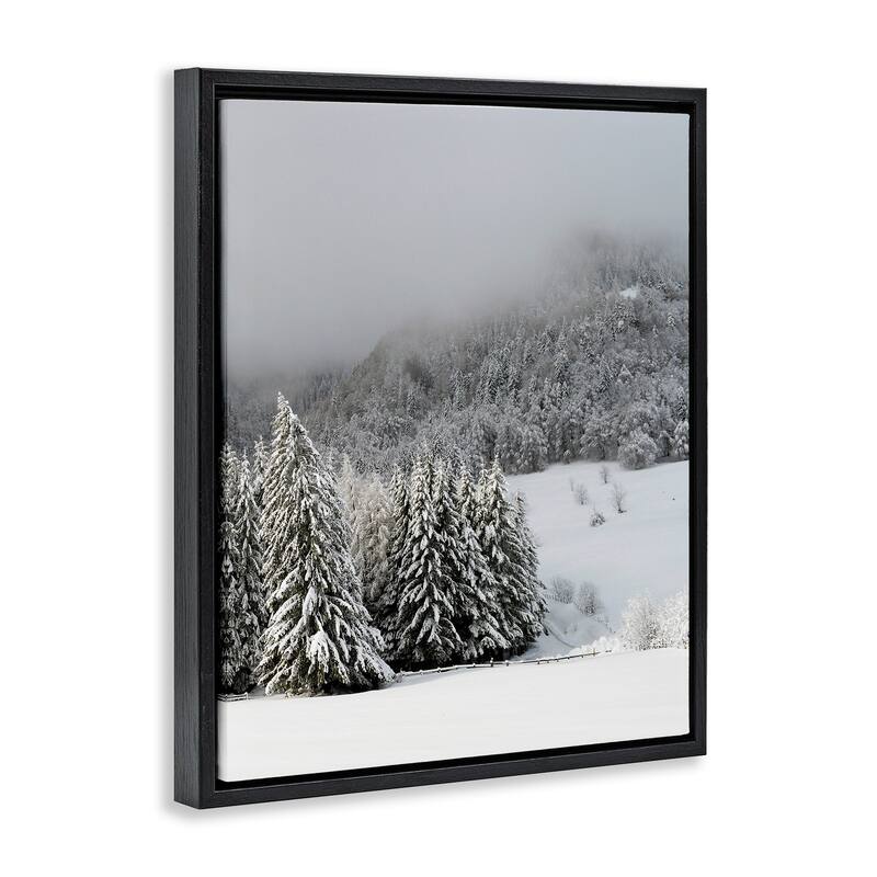 Stupell Winter Snowscape Woodland Trees Framed Floater Canvas Wall Art by Lil' Rue