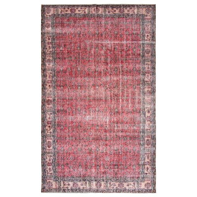 ECARPETGALLERY Hand-knotted Melis Vintage Red Wool Rug - 6'5 x 10'6