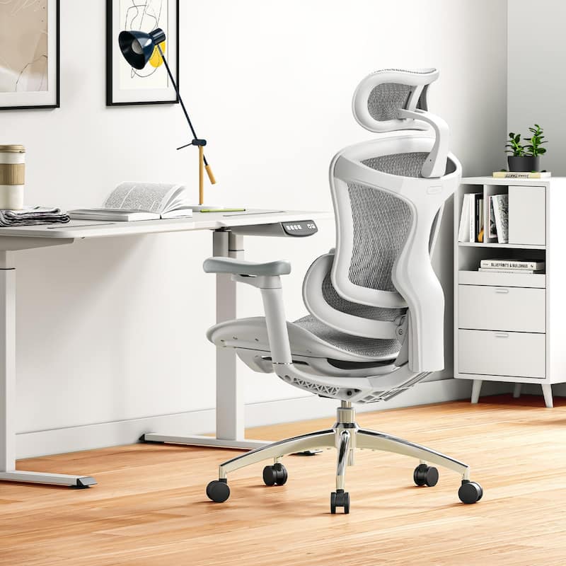 SIHOO Ergonomic Ofiice Chair Doro-C300, Auto-Adaptive Lumbar Support, and 3D Linkage Armrests, Black - 78*70*125 - Off-White