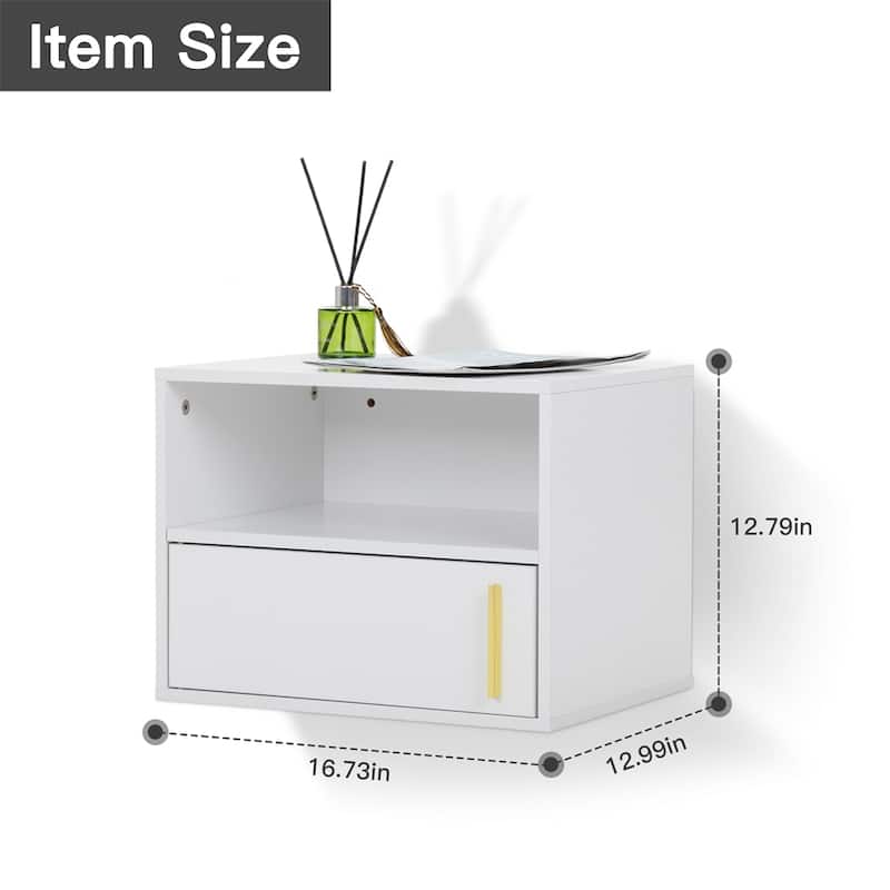 Wall-Mounted Wood Nightstand with Swing Door (Set of 2)