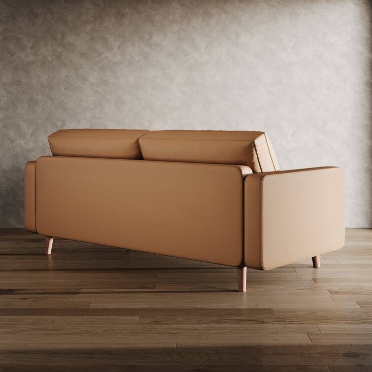 Stateside Upholstered Leather Square Arm Sofa Couch 70''