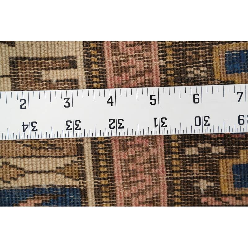 Hand Knotted Oriental 100% Wool Carpet Traditional Geometric Beige & Ivories Kazak Area Rug - 3' 9'' X 3' 0''