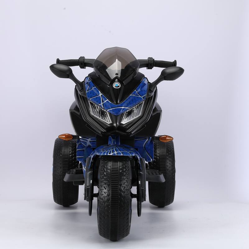 Kids Electric Motorcycle Blue Ride-On Motorcycle Ride-On Bike Toddler Motorcycle with Bluetooth & Lights