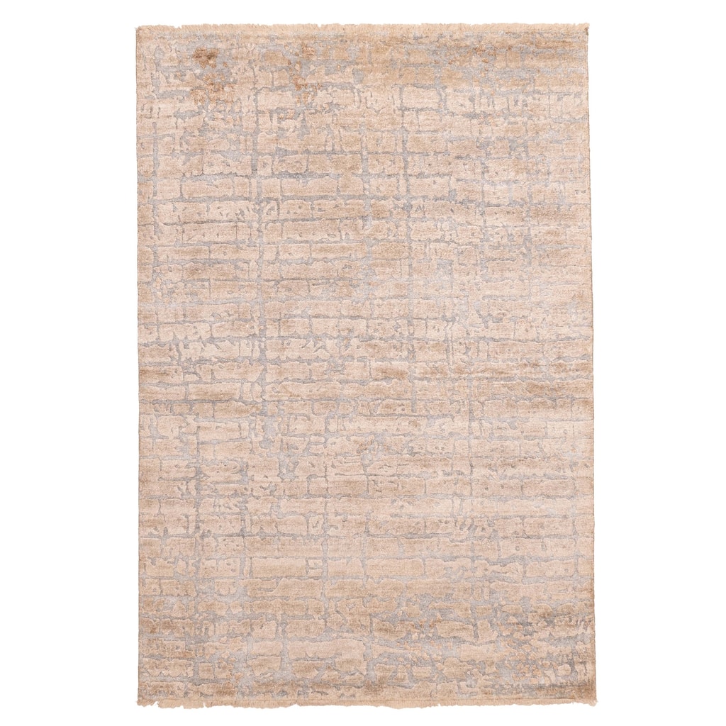 ECARPETGALLERY Hand-knotted Legacy Beige Silk Rug - 5'4 x 7'8
