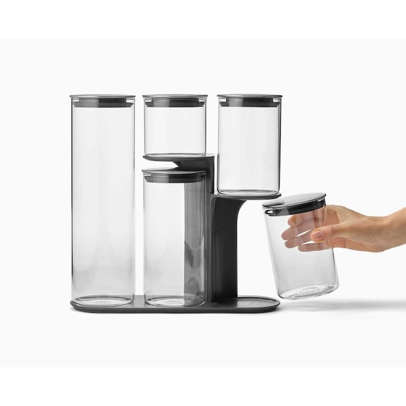 Joseph Joseph Podium Steel 5-piece Glass Container Set with Stand
