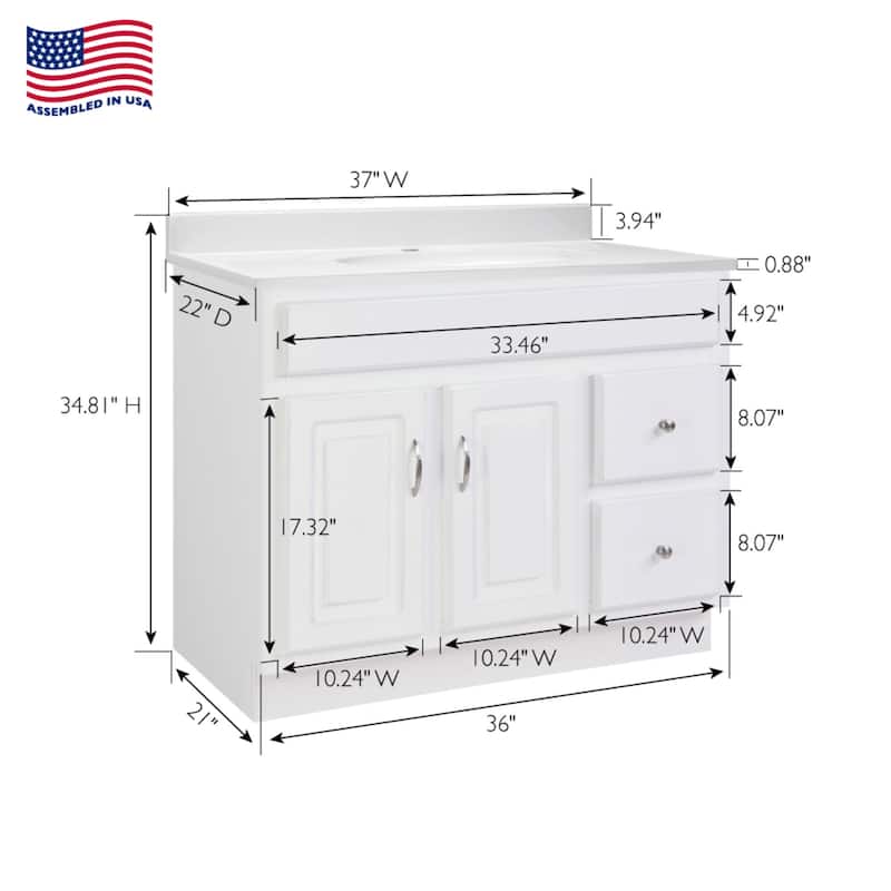 Design House 216333 Concord 37" Free Standing Single Basin Vanity Set
