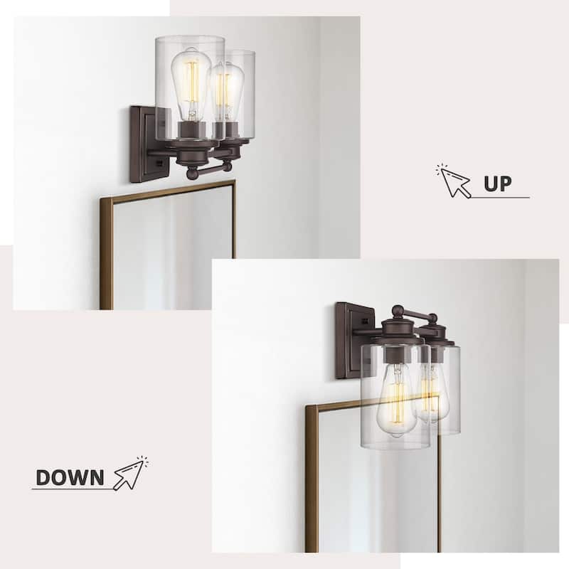 Bathroom Vanity Wall Light with Glass Shade and Rubbed Bronze Finish