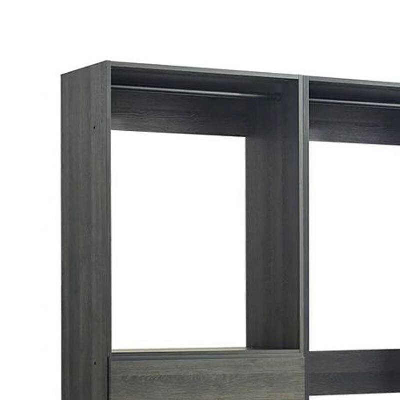 Dee Walk In Closet, Modular Freestanding Storage 4 Shelf 3 Rods, Black