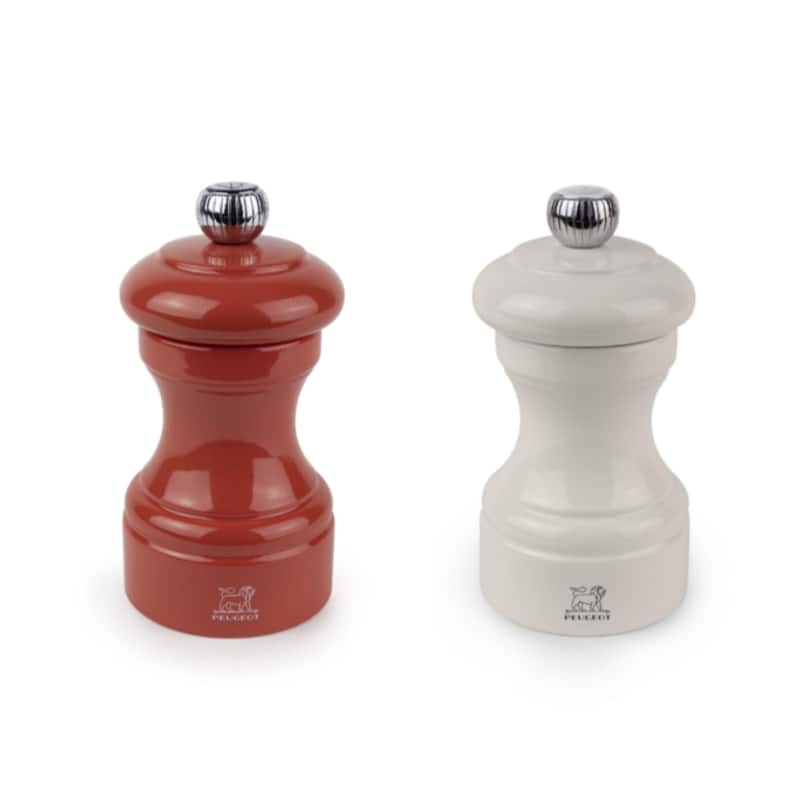 Peugeot Bistro Pepper and Salt Mill Set - 10cm - 4in. - Terracotta and Ivory
