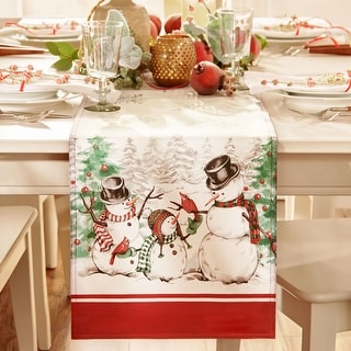 Snowman Winterland Holiday Snowflake Table Runner - 13x70