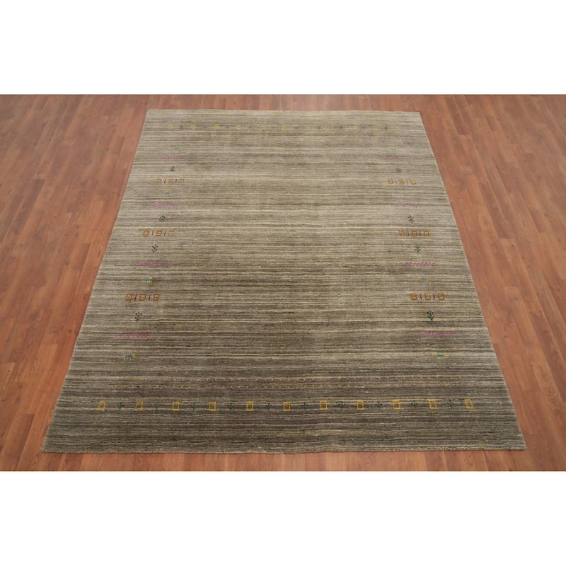 Hand Knotted Oriental 100% Wool Carpet Tribal Animal Pictorial Brown Gabbeh Area Rug - 8' 2'' X 6' 7''