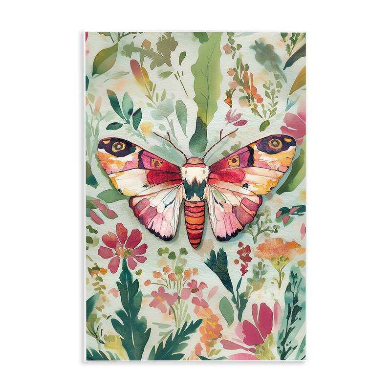 Stupell Butterfly over Abstract Flowers Wall Plaque Art Design By The Dutch Lady - 10 x 15