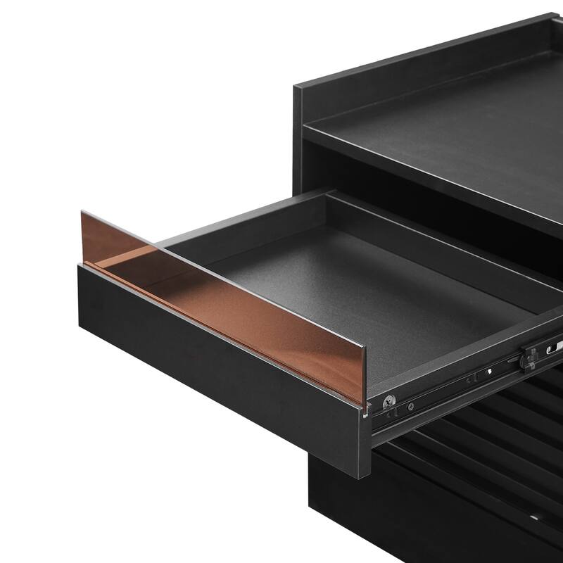 2 Drawers Nightstand with LED Lights, Bedside Tables End Table with Charging Station