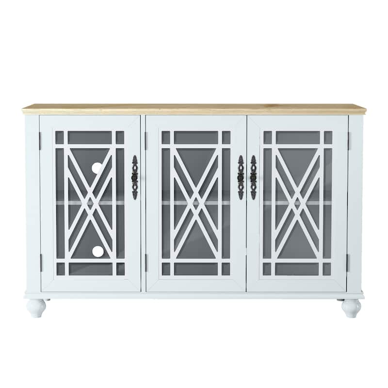 55" Vintage Style Kitchen Accent Buffet Sideboard Cabinet - 55" in Width