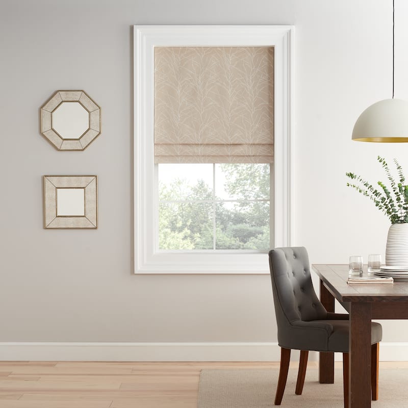 Eclipse Branches Cordless Roman Shade 100% Blackout Window - 23x64 - Champagne