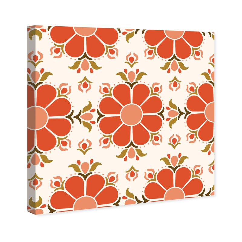 Wynwood Studio Canvas Abstract Retropop Decor Flower Orange and Dark Orange Modern & Contemporary Wall Art Canvas Print