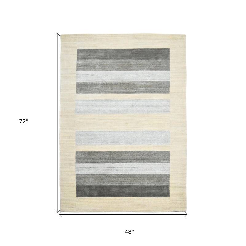 HomeRoots Striped Transitional Rectangle Area Rug