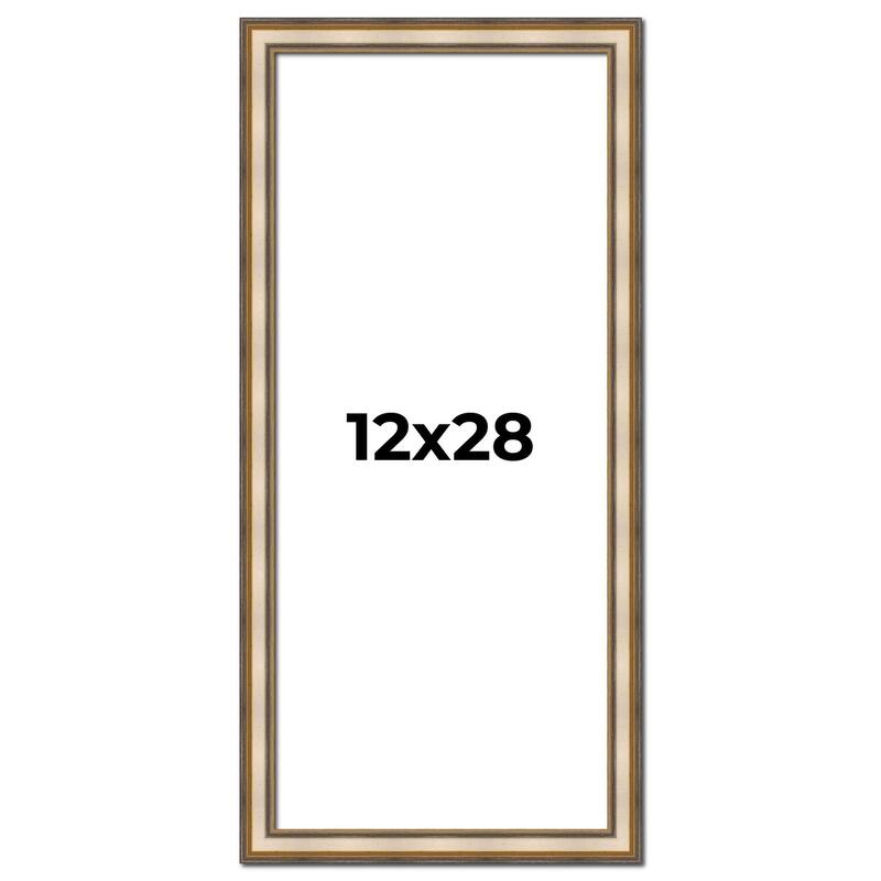 12x28 Frame Gold Solid Wood Shadow Box Width 1.5 Inches | Interior Frame Depth 2 3/8 Inches