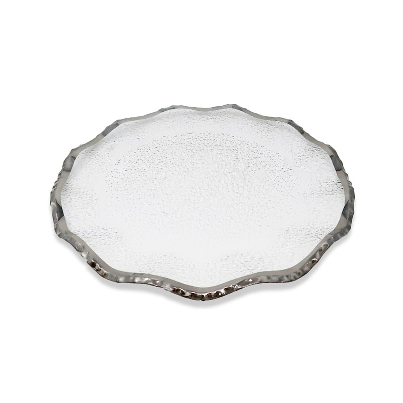 Set of 4 Glass Chargers with Scalloped Rim - Side Plate