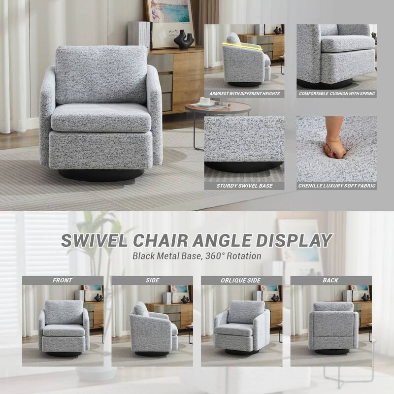 Chenille Upholstered Swivel Accent Chair for Living Room
