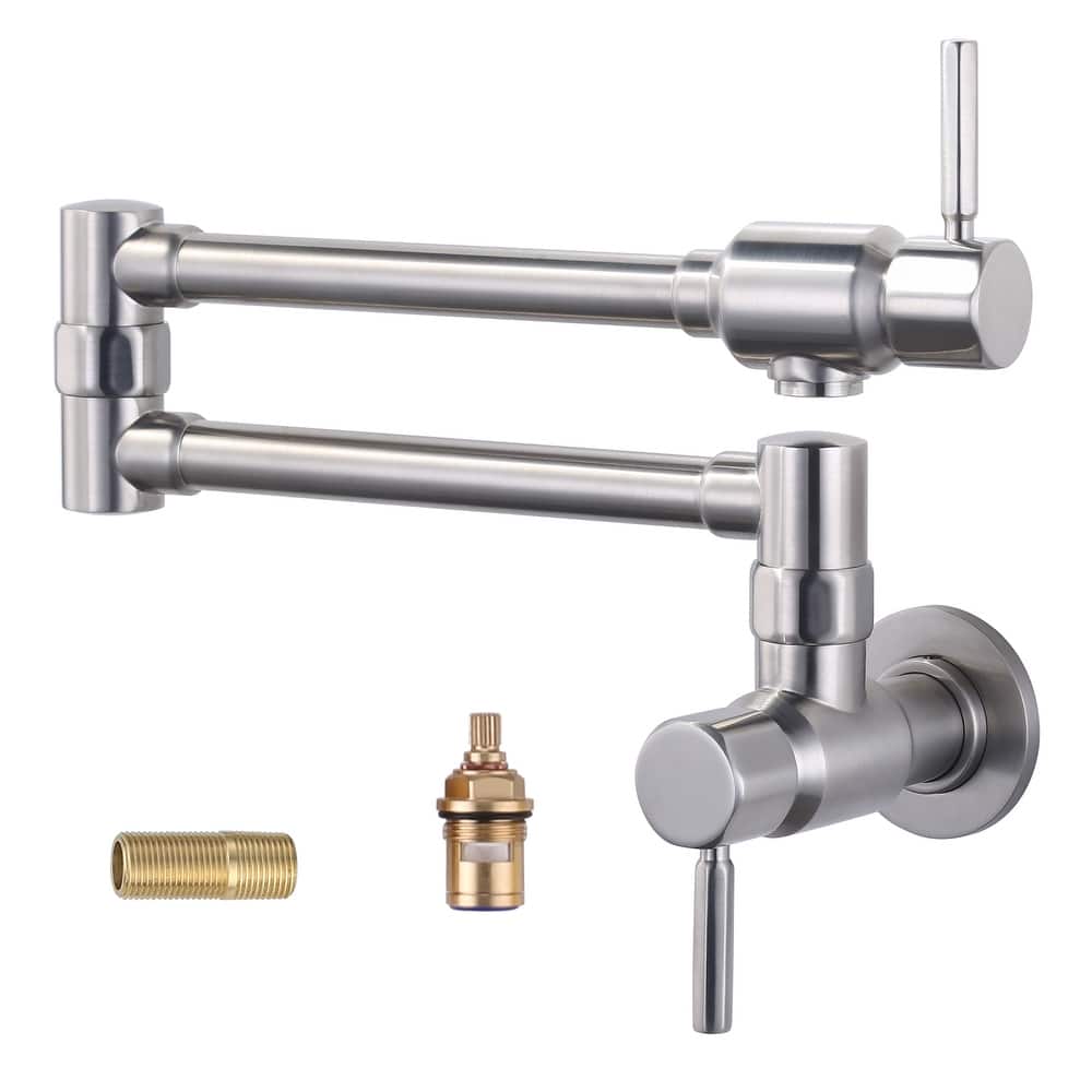WOWOW Wall Mounted Pot Filler Faucet with Double Joint Swing Arms