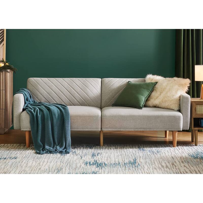 Mopio Chloe Futon Convertible Sofa Sleeper Futon - Light Grey - Twin