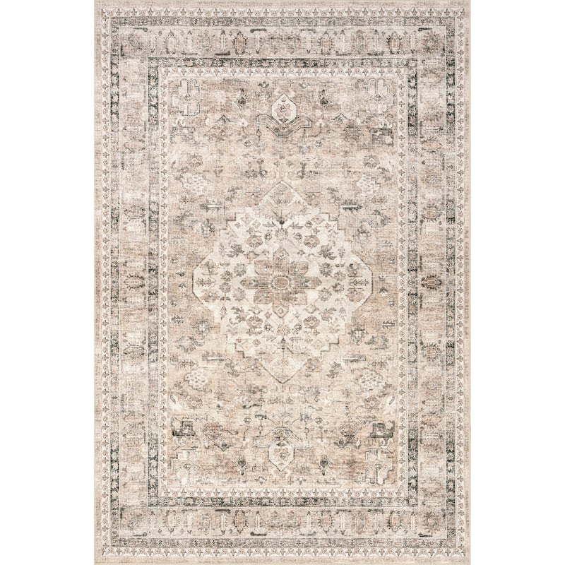 Nuloom Delisa Vintage Stain-Resistant Machine Washable Area Rug