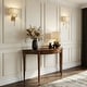 preview thumbnail 1 of 29, Chester 54 in. W Demilune Wood Traditional Console Table Traditional Burl