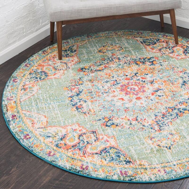 Traditional Koakburg Collection Area Rug - Green - 7'10" Round