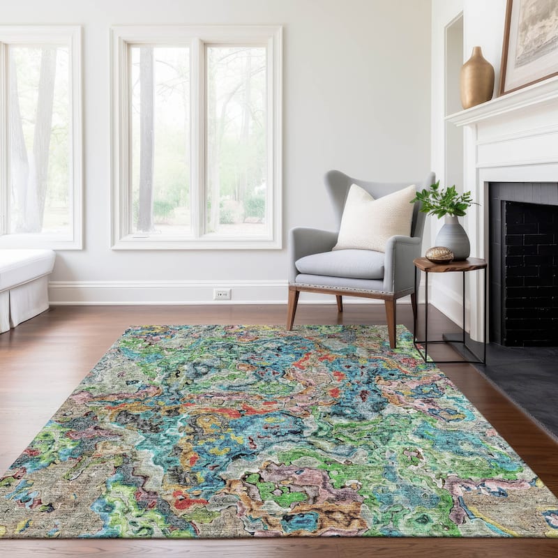 Machine Washable Indoor/ Outdoor Chantille Abstract Modern Rug