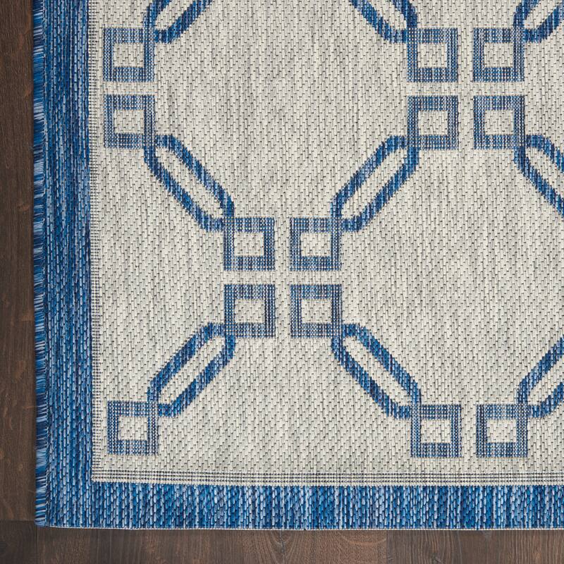 Nourison Garden Party Geometric Casual Indoor/Outdoor Area Rug - 2'2" x 3'9" - Ivory/Blue
