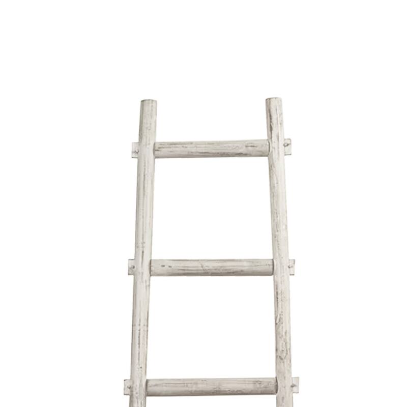 Transitional Style Wooden Decor Ladder with 5 Steps, White
