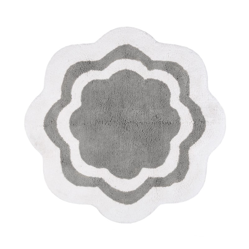 Sherry Kline 32" Scalloped Edge Round Bathmat Two Tone Color