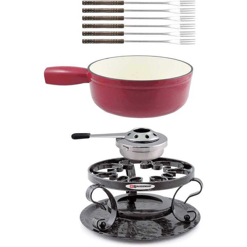 Swissmar Lugano 2-Quart Cast Iron Cheese Fondue Set