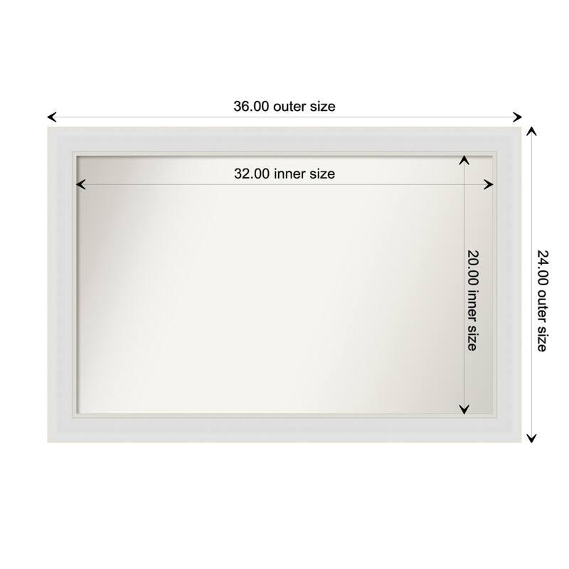 Flair Soft White Narrow Framed Non-Beveled Custom Wall Mirror, Bathroom Vanity Mirror - Outer Size: 36 x 24