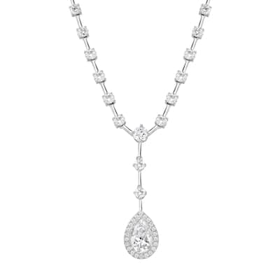 Auriya 14K Gold Lab Grown Station Diamond Lariat Pear Necklace 4 1/6ct. tw. (F-G VS)