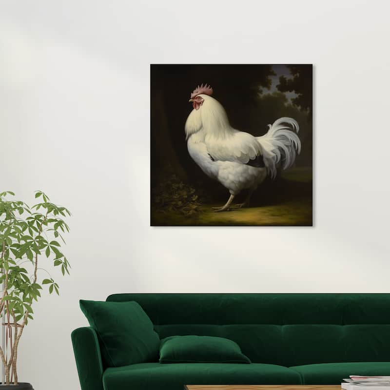Wynwood Studio Canvas Animals Rooster goes to the kitchen White and Eggshell Traditional Wall Art Canvas Print - 30 x 30