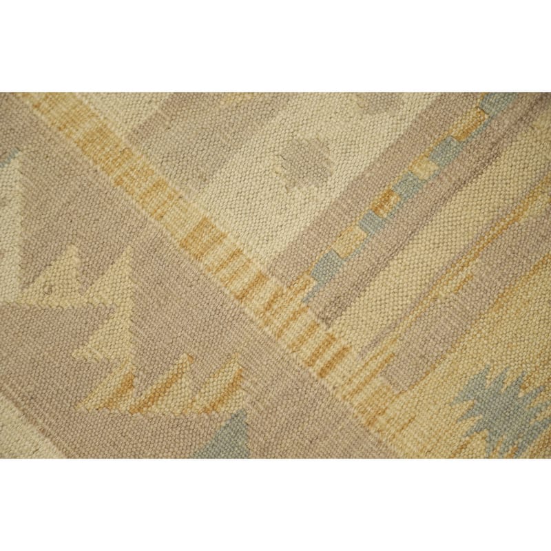 Hand Woven Oriental 100% Wool Carpet Southwestern Tribal Yellow & Gold Kilim Area Rug - 5' 1'' X 3' 1''