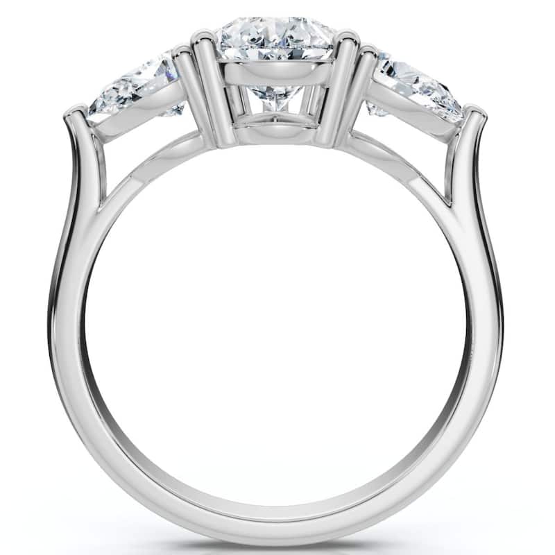 Bliss Diamond 2Ct TW Pear Shape Three Stone Diamond Engagement Ring in Gold Lab Grown